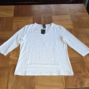 Classic White V-Neck Top